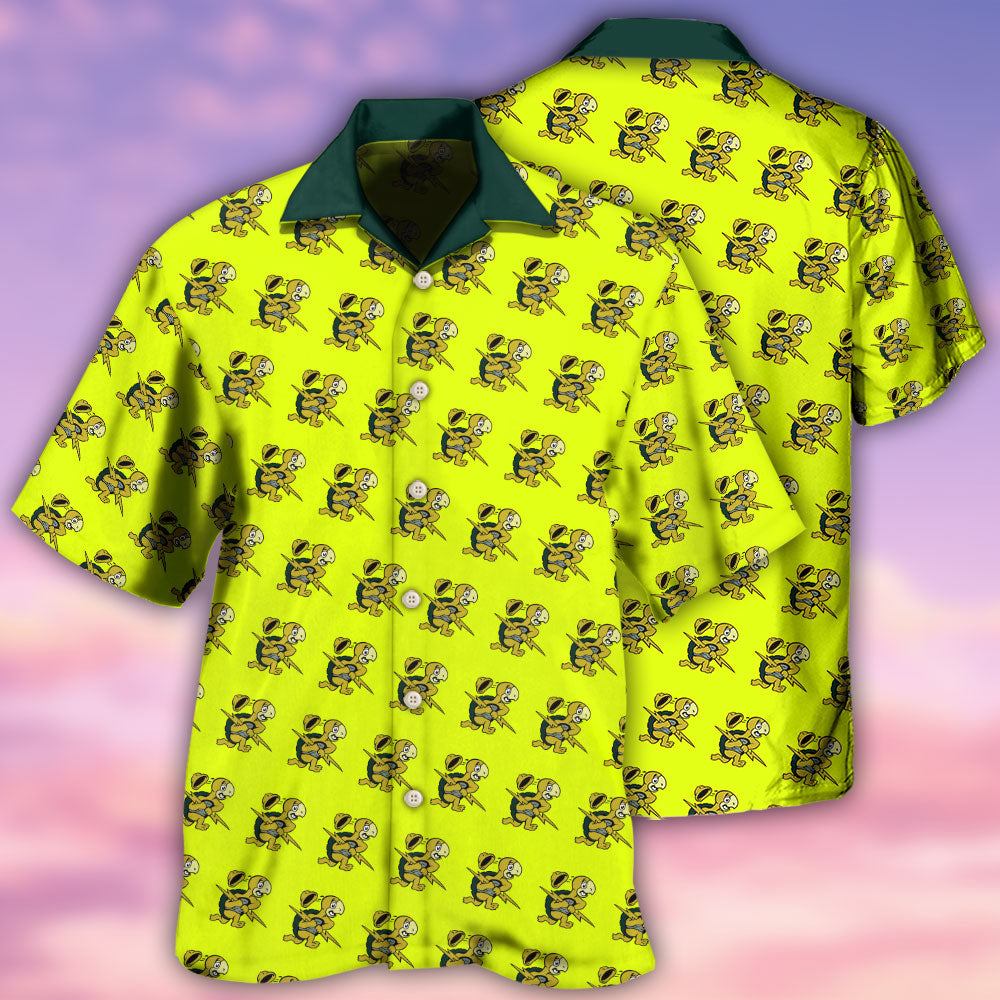 Colorful Turtle Comic Fun Hawaiian Shirt Pattern View For Relaxed Warm Weather Outfits