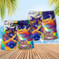 Cute Cat Soul Beach Shorts Pattern Detail For Outdoor Activities And Comfortable Resort Style
