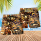 Construction Crane Sunset Beach Shorts Pattern Detail For Coastal Leisure And Vacation Ready Style