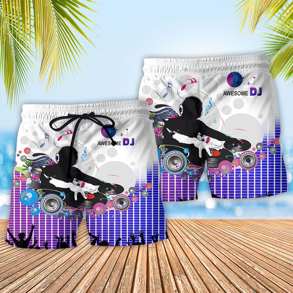 DJ Remix Sound Beach Shorts Pattern Detail For Sunny Day Activities And Lightweight Summer Style