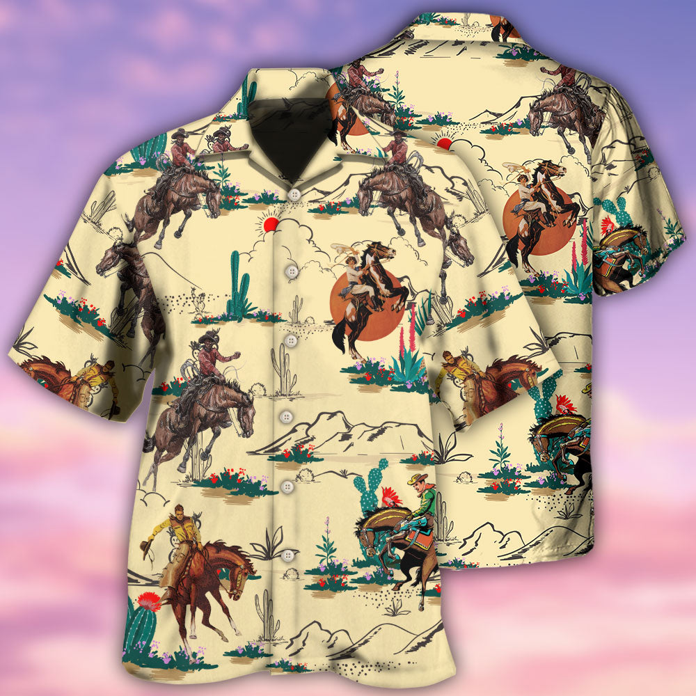 Cowboy Desert Hawaiian Shirt Artwork View For Coastal Escapes And Resort Style