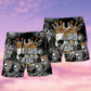 Skull Wrestling Chain Beach Shorts Artwork Detail For Casual Warm Weather Outfits