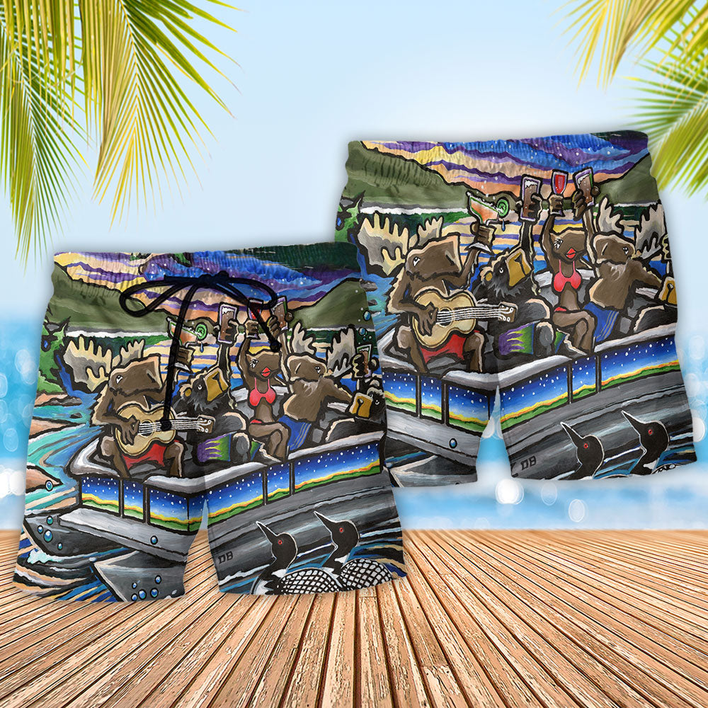 Pontoon Boat Summer Beach Shorts Pattern Detail For Beachside Relaxation And Comfortable Resort Style