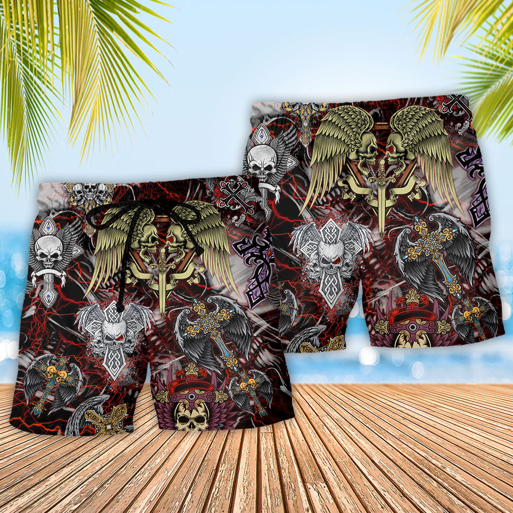 Skull Key Beach Shorts Pattern Detail For Relaxed Weekends And Casual Outdoor Comfort