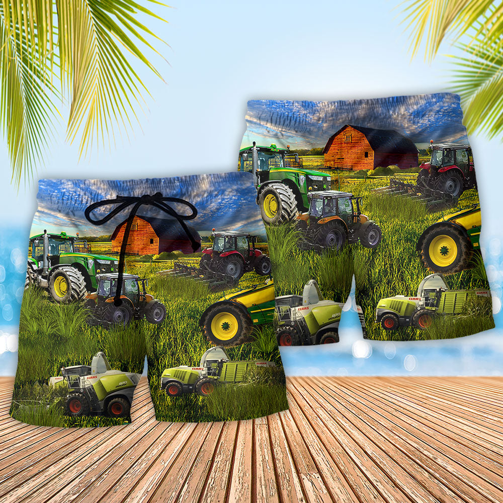 Tractor Adventure Beach Shorts Pattern Detail For Outdoor Activities And Flexible Everyday Wear