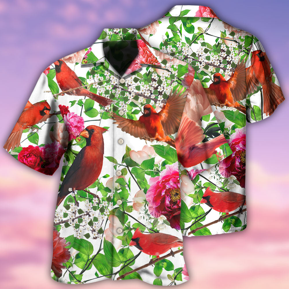 Bird And Peony Blossoms Hawaiian Shirt For Resort Travel Summer Events And Thoughtful Casual Gifting