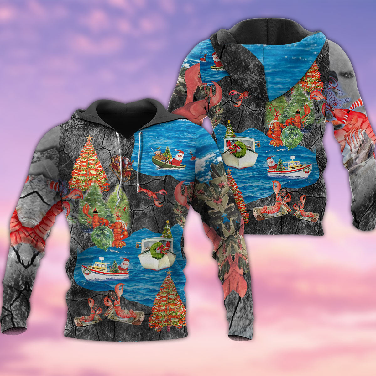 Lobster Christmas Hoodie For Christmas Gatherings Outdoor Trips And Relaxed Seasonal Style