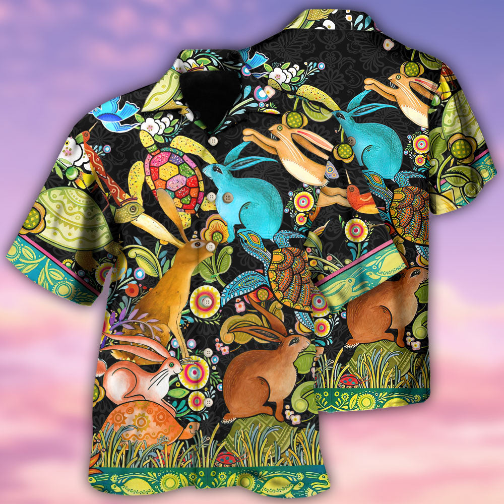 Turtle Rabbit Slow Steady Wins Race Hawaiian Shirt Pattern View For Lightweight Everyday Style