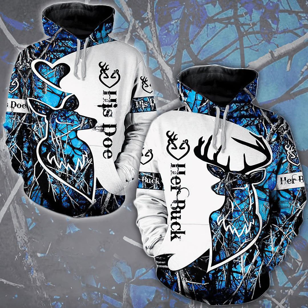 Blue Buck Doe Hunting Hoodie For Wildlife Inspired Casual Wear Camping And Travel