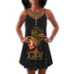 Black Have Faith V-Neck Sleeveless Cami Dress For Parties And Relaxed Everyday Styling