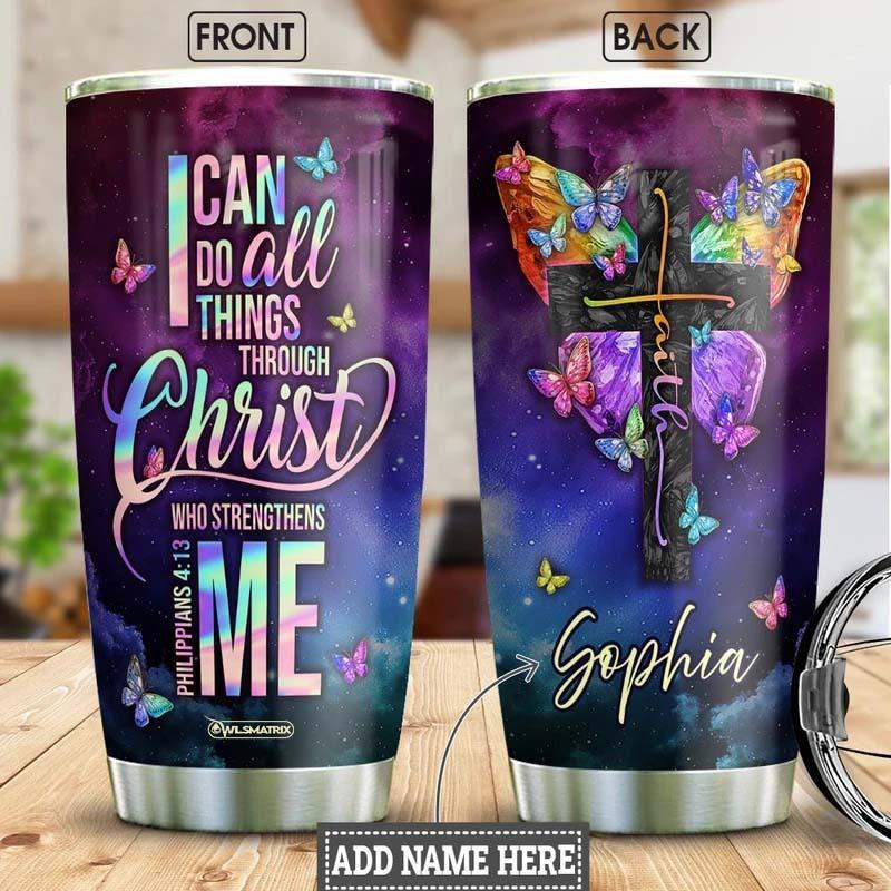 Jesus Faith Butterfly Personalized 20 Oz Tumbler For Coffee Travel And Daily Drinks