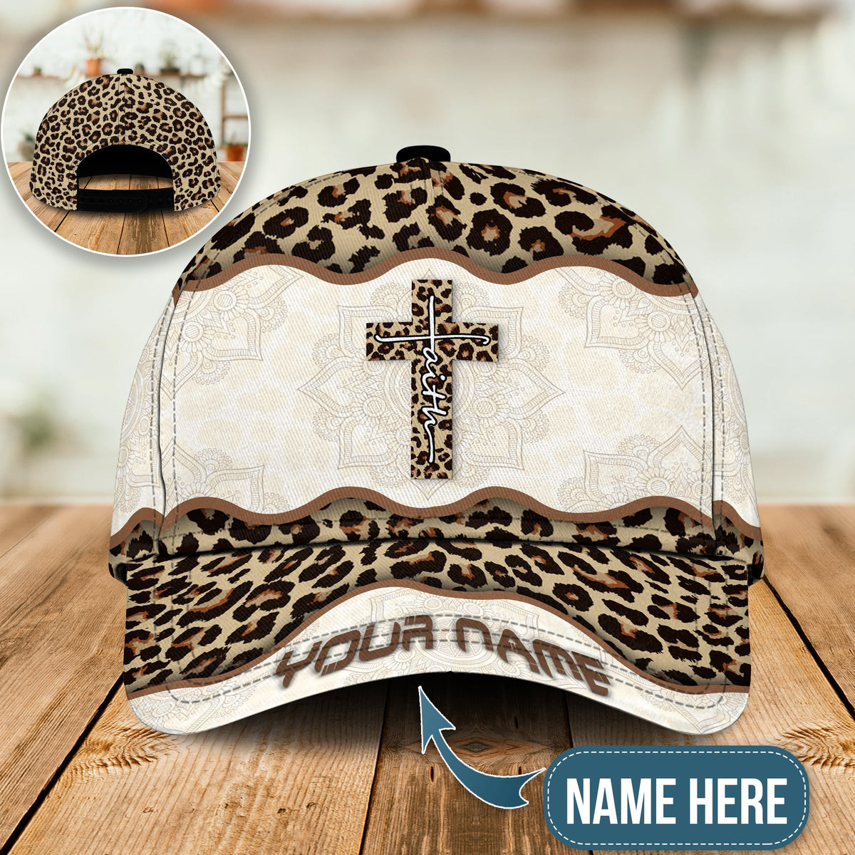 Faith Cross Leopard Personalized Classic Cap For Everyday Outfits Coastal Travel And Gift Giving