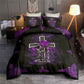 Jesus Faith Purple Cross Purple Rose Christian Love Bedding Cover For Faith Bedroom Decor