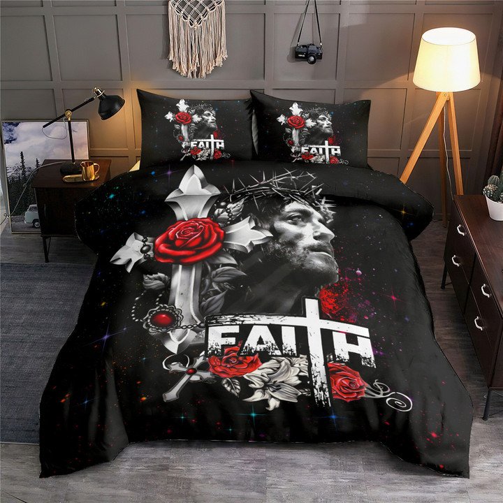 Jesus Christian Faith Roses Save My Soul Bedding Cover For Faith Bedroom Decor