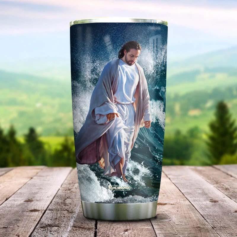 Jesus Faith Waves Personalized 20 Oz Tumbler For Coffee Travel And Daily Drinks