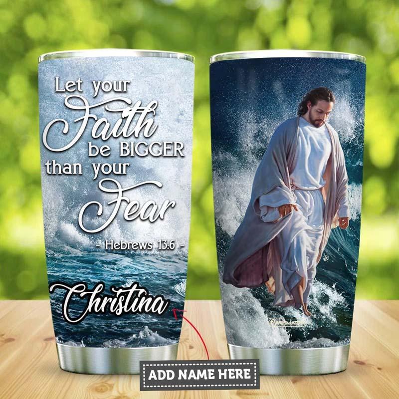 Jesus Faith Waves Personalized 20 Oz Tumbler For Coffee Travel And Daily Drinks