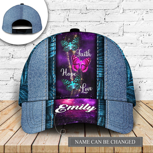 Faith Hope Love Butterfly Personalized Classic Cap For Vacation Style Outdoor Activities And Daily Comfort