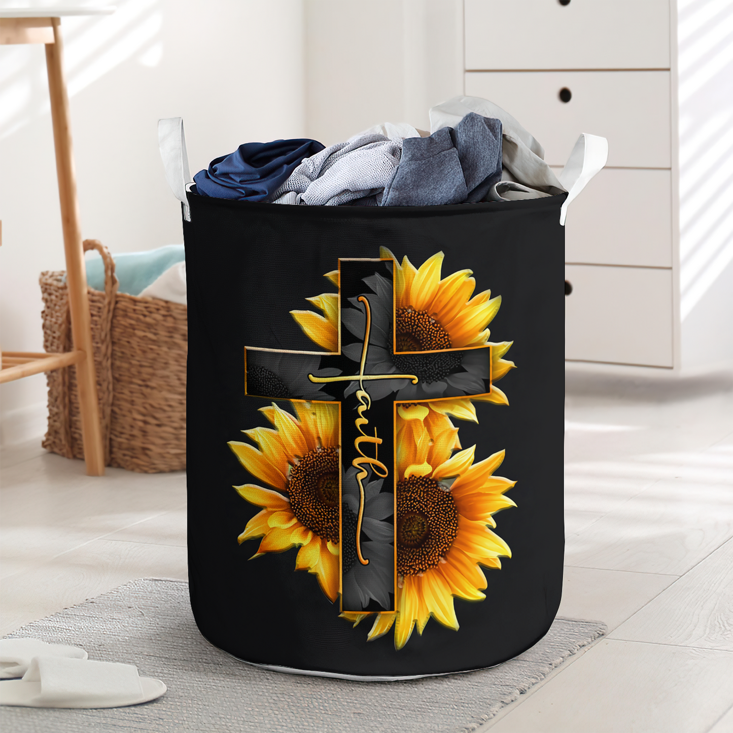 Faith Christian Sunflower Laundry Basket For Bathroom Bedroom Storage