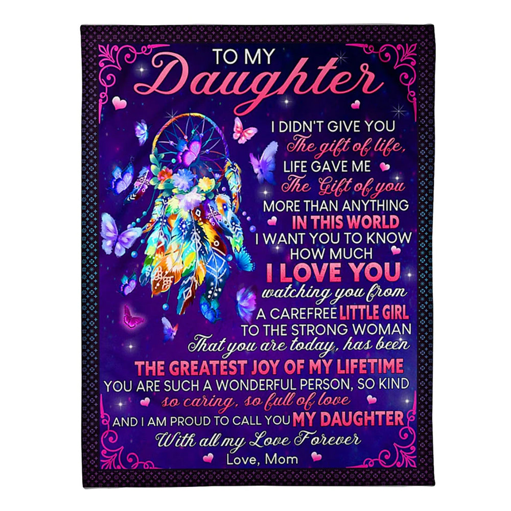 Family I Didn't Give You The Gift Of Life Mom To Daughter Purple Flannel Blanket For Cozy Bedroom Sofa Decor