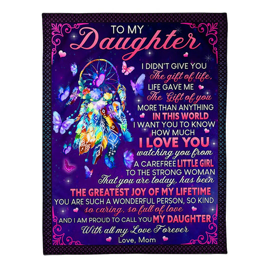 Family I Didn't Give You The Gift Of Life Mom To Daughter Purple Flannel Blanket For Cozy Bedroom Sofa Decor