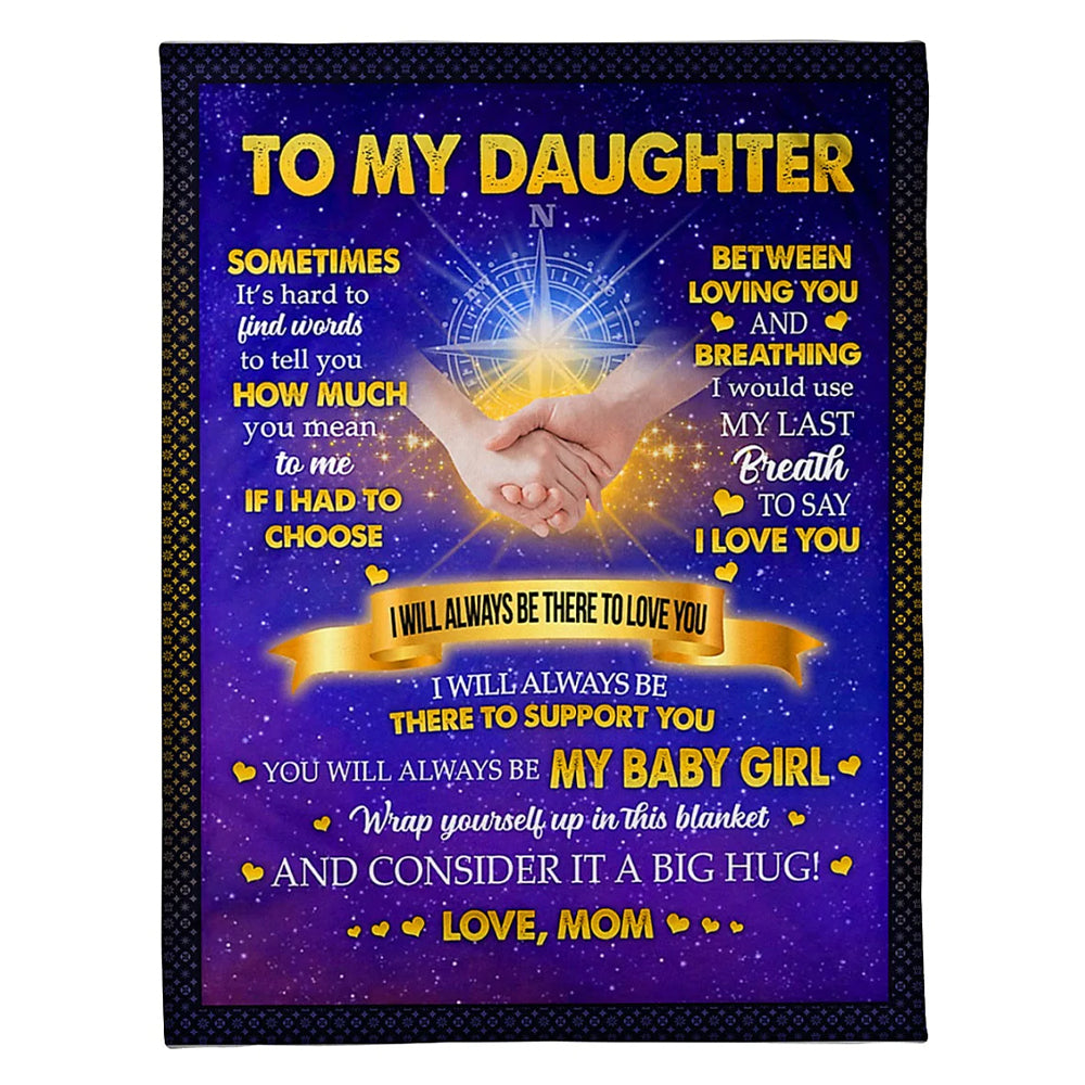 Family Big Hug Daughter Gift Flannel Blanket For Cozy Bedroom Sofa Decor