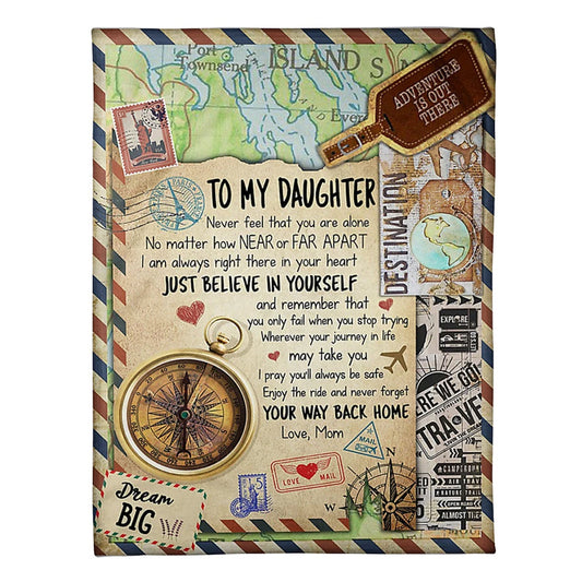 Family Love Believe In Yourself Daughter Gift Flannel Blanket For Cozy Bedroom Sofa Decor