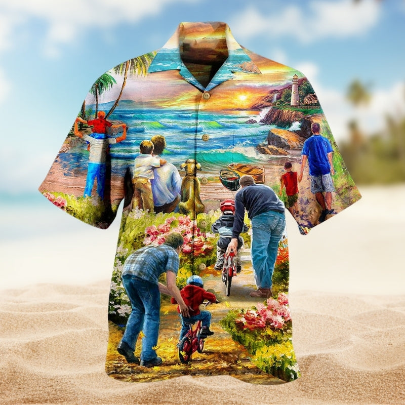 Badge Creative Pattern Hawaiian Shirt All Over Print Detail For Casual Outings