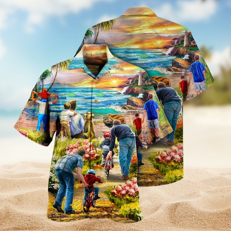Badge Creative Pattern Hawaiian Shirt Artwork View For Outdoor Gatherings