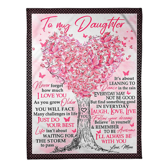 Family Love Follow Your Dreams Daughter Gift Flannel Blanket For Cozy Bedroom Sofa Decor