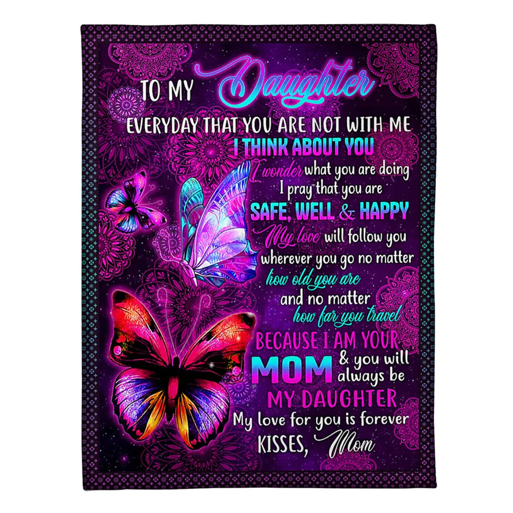 Family Love I Think About You Daughter Gift Flannel Blanket For Cozy Bedroom Sofa Decor