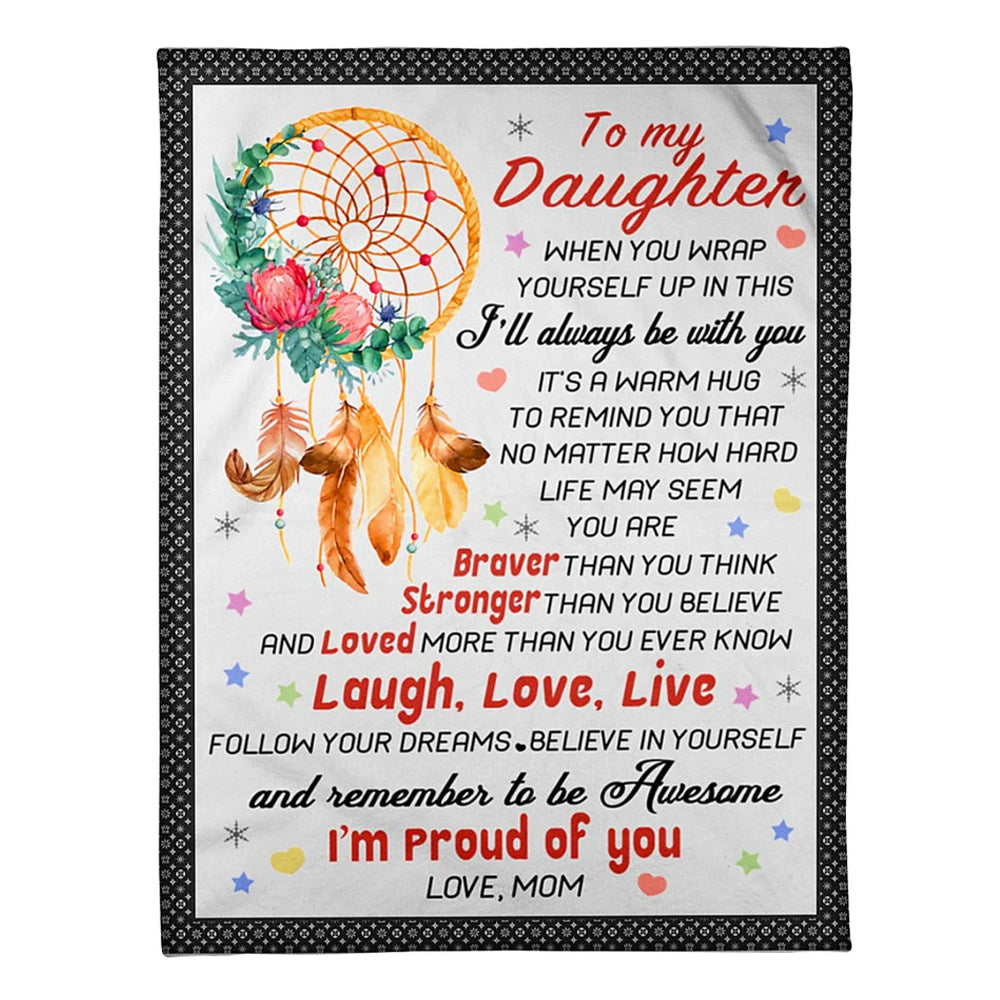 Family Love I'm Proud Of You Daughter Gift Flannel Blanket For Cozy Bedroom Sofa Decor