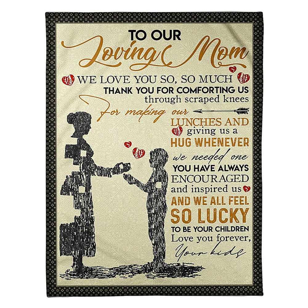 Family Love To Our Loving Mom Flannel Blanket For Cozy Bedroom Sofa Decor