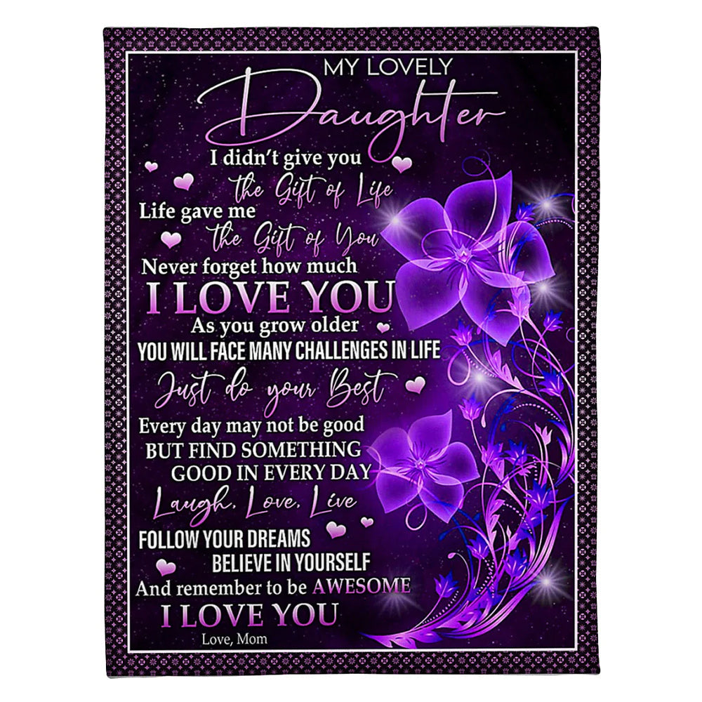 Family Love You Daughter Gift Flannel Blanket For Cozy Bedroom Sofa Decor
