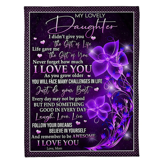 Family Love You Daughter Gift Flannel Blanket For Cozy Bedroom Sofa Decor