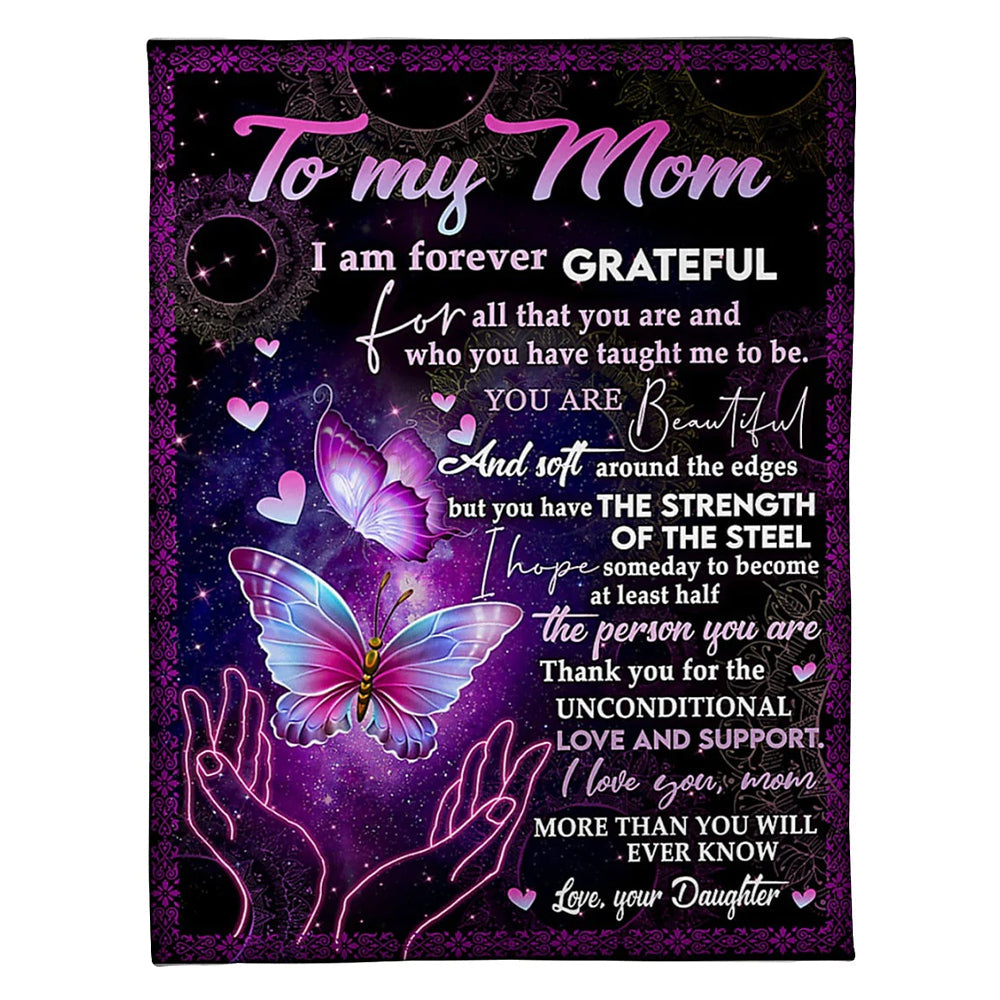 Family Love You Will Always Be My Loving Mother Flannel Blanket For Cozy Bedroom Sofa Decor