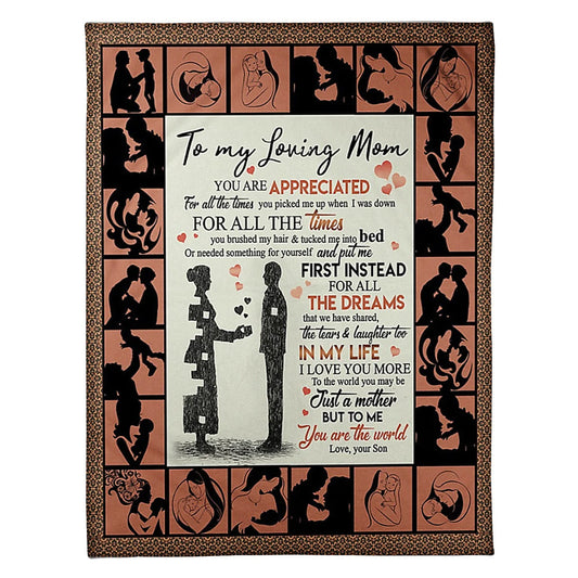 Family Loving Mom Lover Flannel Blanket For Cozy Bedroom Sofa Decor