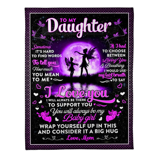 Family Sometimes It's Hard To Find Words Mom To Daughter Flannel Blanket For Cozy Bedroom Sofa Decor