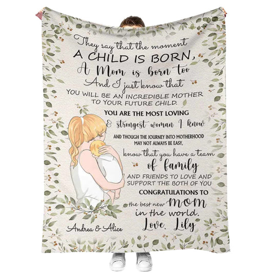 Family The Moment A Child Is Born Personalized Flannel Blanket For Cozy Bedroom Sofa Decor