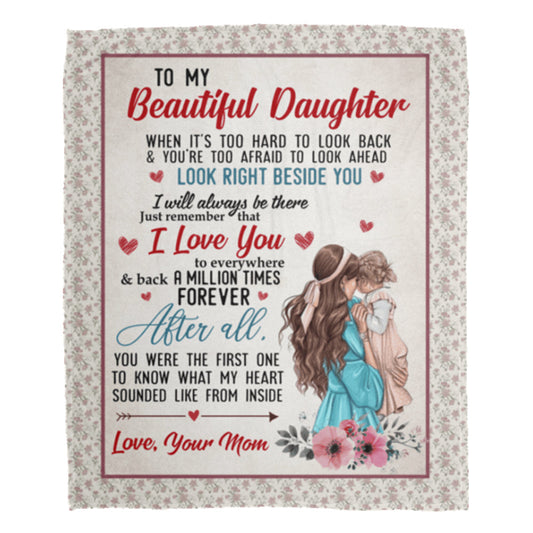 Family To My Beautiful Daughter Love Mom Flannel Blanket For Cozy Bedroom Sofa Decor