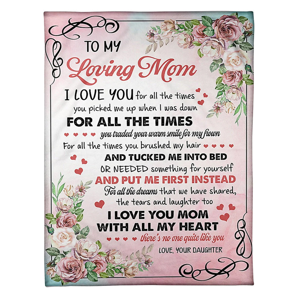 Family To My Mom Flannel Blanket For Cozy Bedroom Sofa Decor