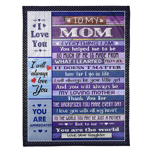 Family To My Mom The Loves Flannel Blanket For Cozy Bedroom Sofa Decor