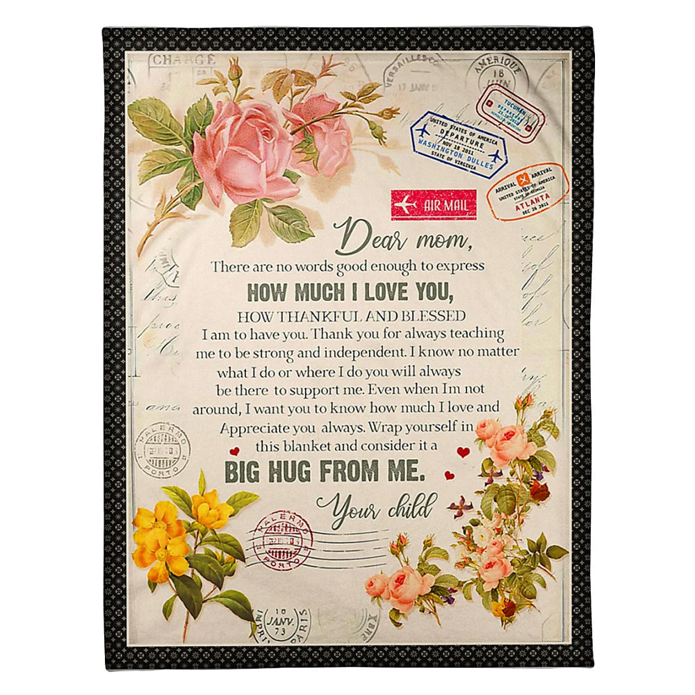 Family To My Mother For Mother Rose Letter Flannel Blanket For Cozy Bedroom Sofa Decor