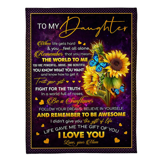 Family When Life Gets Hard You Feel Alone Mom To Daughter Flannel Blanket For Cozy Bedroom Sofa Decor