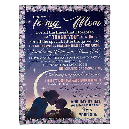 Family Will Always Be The Greatest Mom Mother Moon Flannel Blanket For Cozy Bedroom Sofa Decor