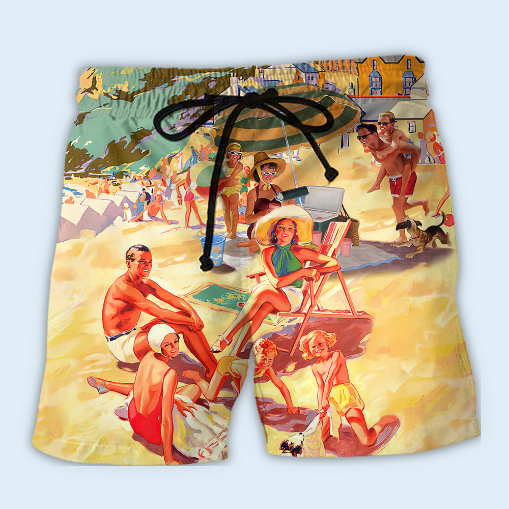 Funny Family Vacation Summer Beach Shorts Artwork Detail For Tropical Travel And Everyday Wear