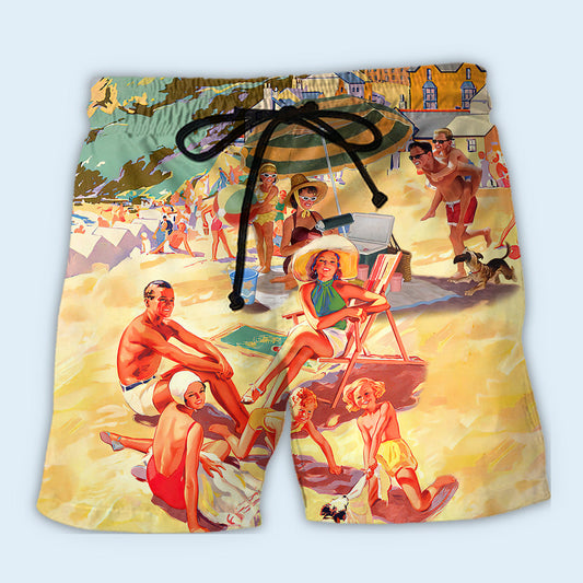 Funny Family Vacation Summer Beach Shorts Artwork Detail For Tropical Travel And Everyday Wear