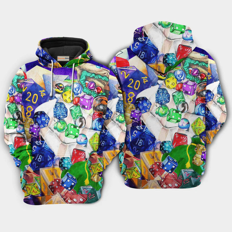 Fantasy Dice D20 Examine Hoodie For Imaginative Art Fans Seasonal Events And Relaxed Style