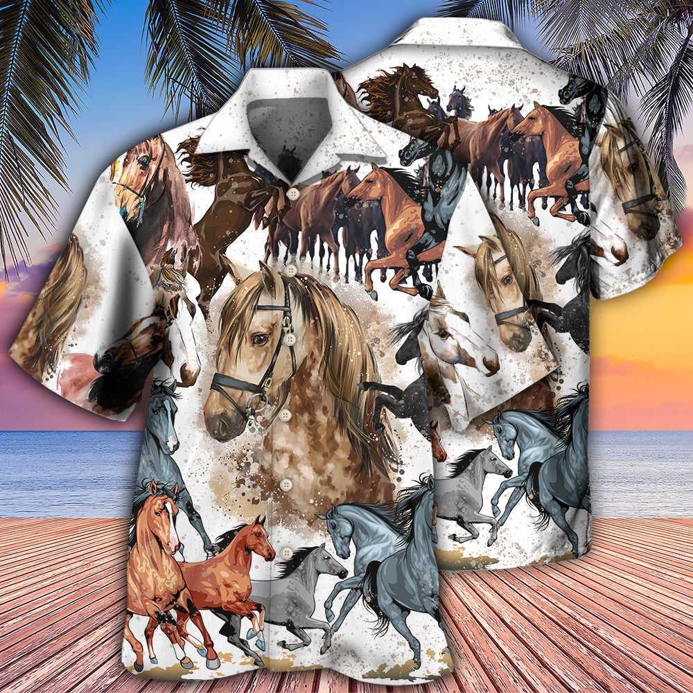 Artistic Horse Hawaiian Shirt With Detailed Graphic For Warm Weather Adventures Parties And Daily Comfort