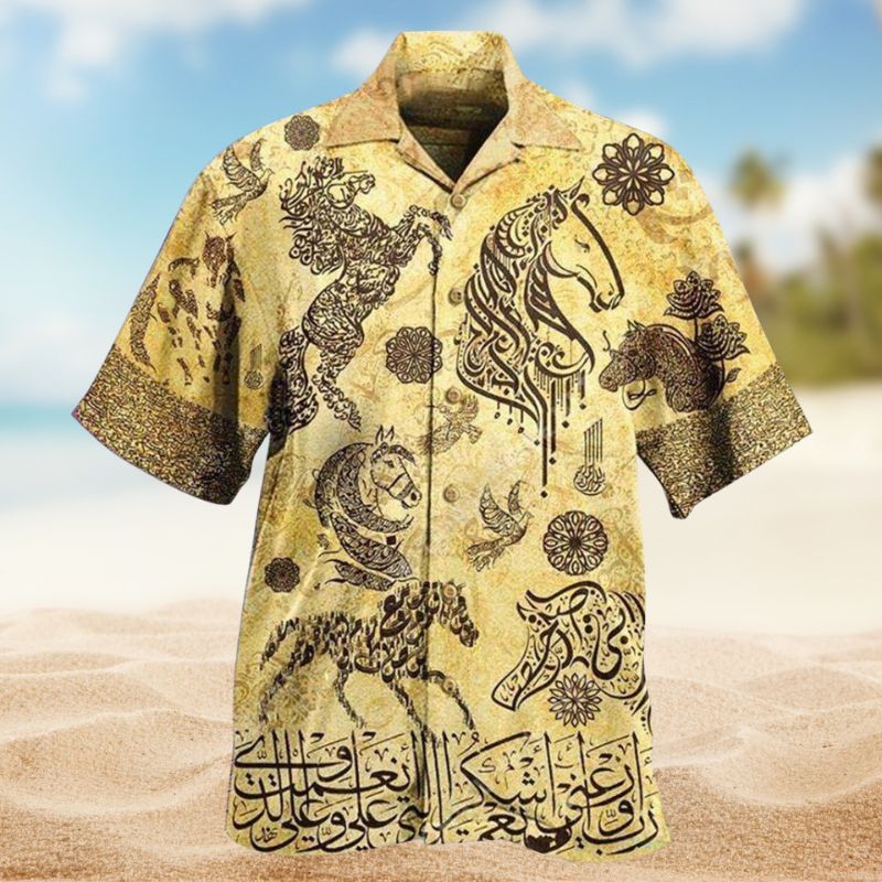Fantastic Arabian Horses Hawaiian Shirt For Resort Getaways Outdoor Parties And Everyday Summer Wear
