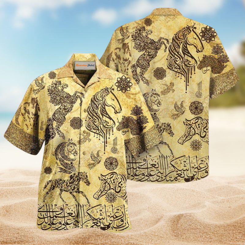 Fantastic Arabian Horses Hawaiian Shirt For Resort Getaways Outdoor Parties And Everyday Summer Wear